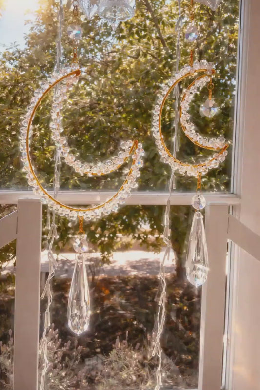 Crescent Moon Clear Crystal Suncatcher