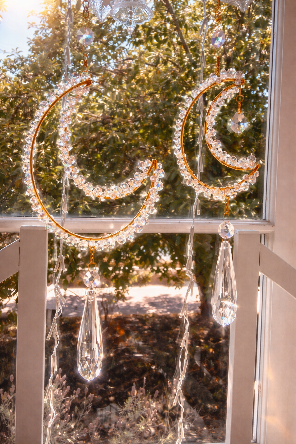 Crescent Moon Clear Crystal Suncatcher