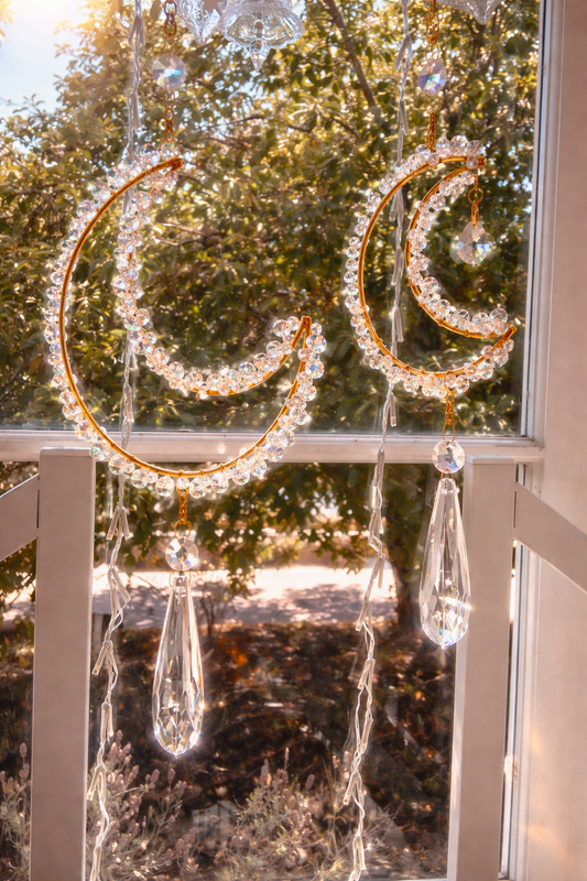 Crescent Moon Clear Crystal Suncatcher